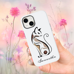 Funda Para iPhone 14 De Case-Mate Gata moderna elegante, madre de gato, personalizad