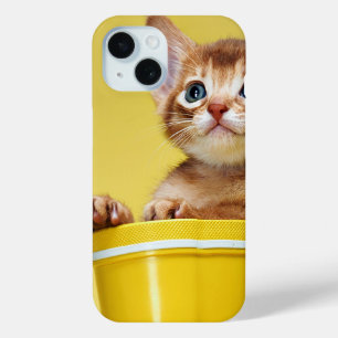 Funda Para iPhone 15 Gatito adorable en cubeta amarilla