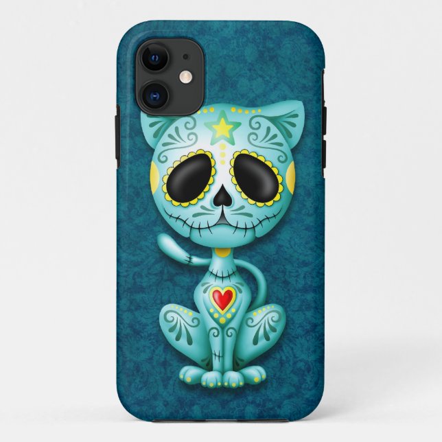 Funda De Case-Mate Para iPhone Gatito azul del azúcar del zombi (Reverso)