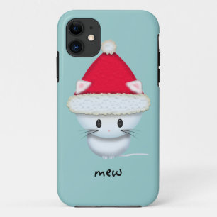 Funda Para iPhone 11 Gatito Blanco Adorable con Gorro de Santa