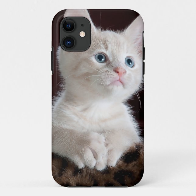 Funda De Case-Mate Para iPhone Gatito blanco súper lindo (Reverso)