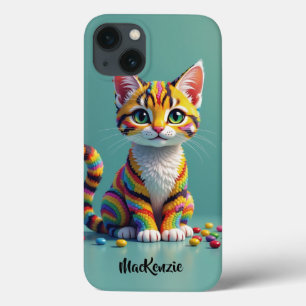 Funda Para iPhone 13 Gatito De Caramelo Multicolor Femenino Margay