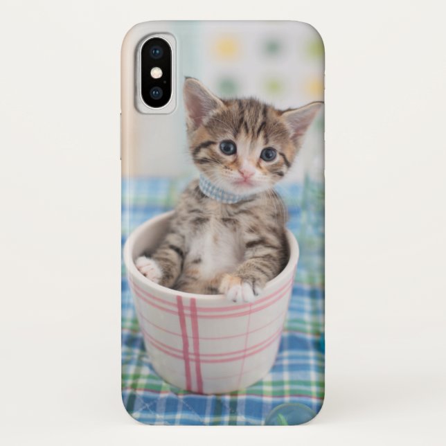 Funda De Case-Mate Para iPhone Gatito de Munchkin con la cinta bonita (Reverso)