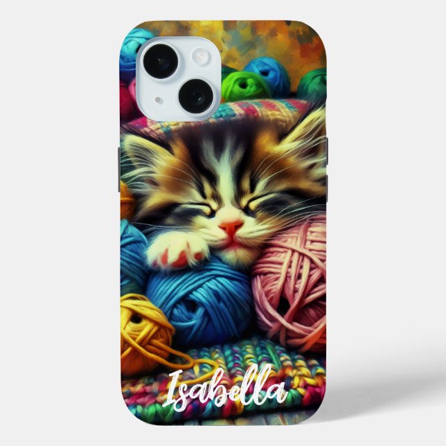 Funda De Case-Mate Para iPhone Gatito dulce durmiendo bajo una manta (Reverso )