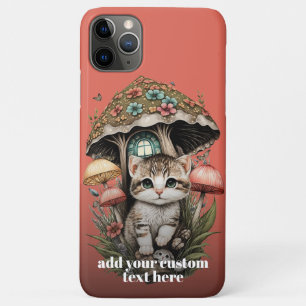 Funda Para iPhone 11 Pro Max Gatito Hongo Gato Flor Silvestre Cottagecore Perso