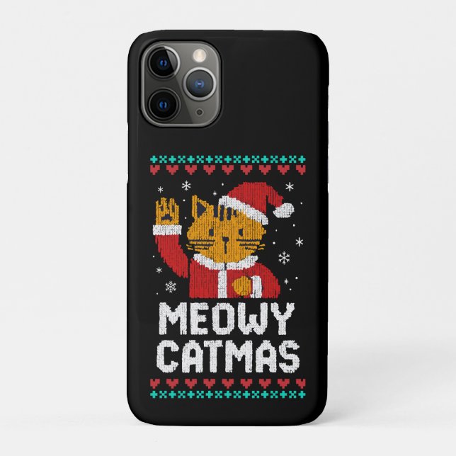 Funda De Case-Mate Para iPhone Gatito Navideño (Reverso)