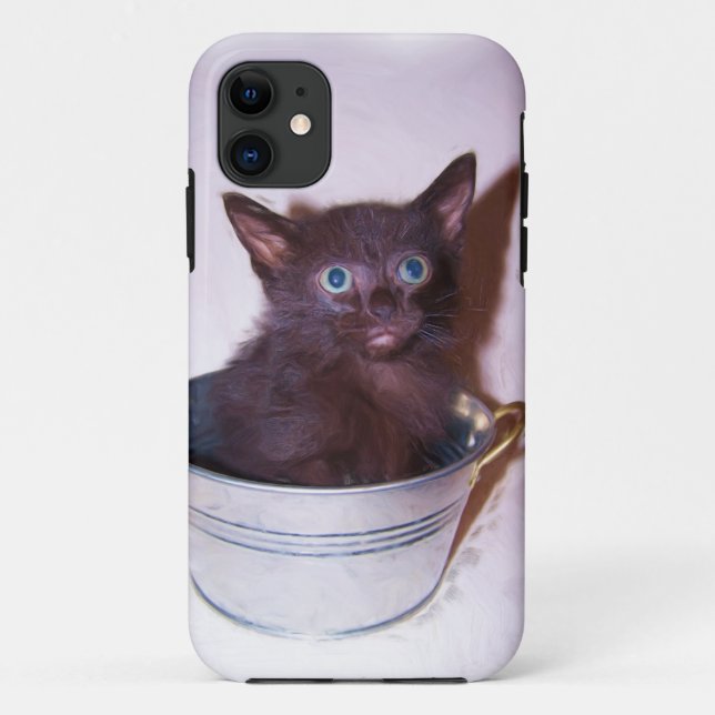 Funda De Case-Mate Para iPhone gatito negro (Reverso)