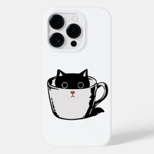 Funda Para iPhone 14 Pro De Case-Mate Gatito negro con nariz roja escondido en una taza