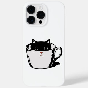 Funda Para iPhone 14 Pro Max De Case-Mate Gatito negro con nariz roja escondido en una taza