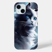 Gatito negro y blanco místico | Gato acuático