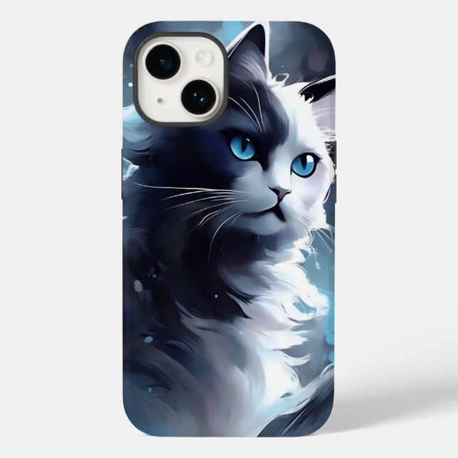 Funda De Case-Mate Para iPhone Gatito negro y blanco místico | Gato acuático (Reverso )