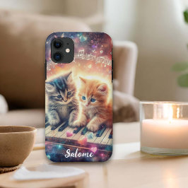 Funda Para iPhone 11 Gatitos De Purpurina En Piano