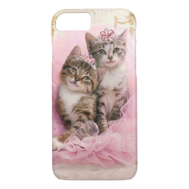 Funda De Case-Mate Para iPhone Gatitos dulces en tiaras y tutú brillante rosado (Reverso)