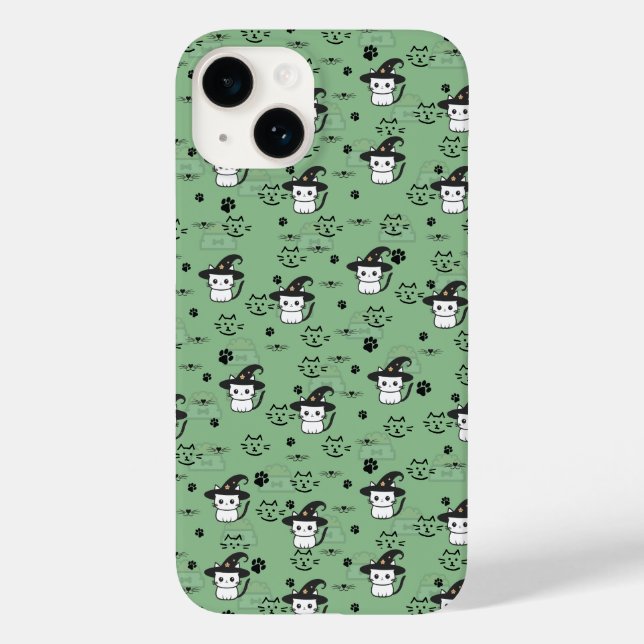 Funda De Case-Mate Para iPhone Gatitos y pinturas en verde del mar oscuro (Reverso )