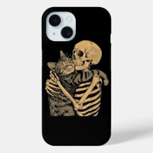 Gato abrazando esqueleto – Regalo para amantes de