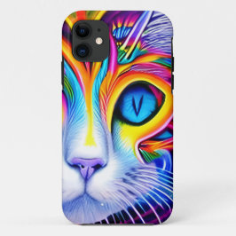 Funda Para iPhone 11 Gato abstracto de ojos azules de Guay generado por