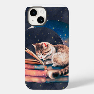 Funda Para iPhone 14 De Case-Mate Gato adorable en la luna leyendo un libro