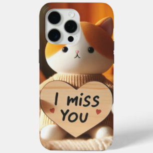 Funda Para iPhone 15 Pro Max Gato Adorable Enjuiciado con mensaje de corazón