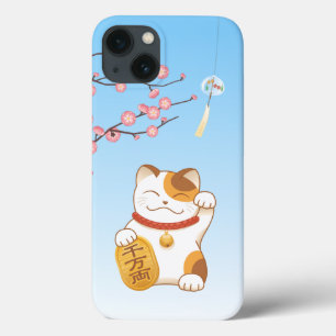 Funda Para iPhone 13 Gato afortunado japonés, Calico Maneki Neko