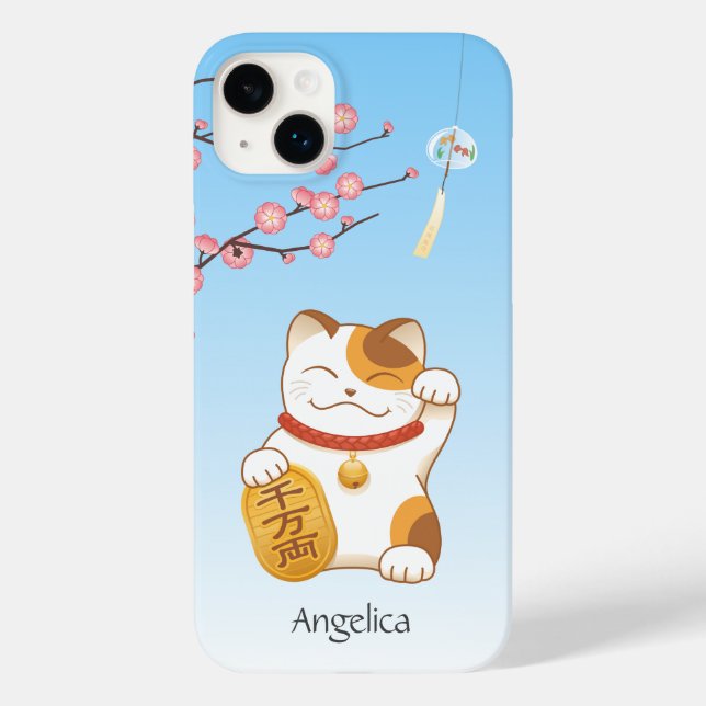 Funda De Case-Mate Para iPhone Gato afortunado japonés, Calico Maneki Neko (Reverso )