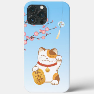 Funda Para iPhone 13 Pro Max Gato afortunado japonés, Calico Maneki Neko