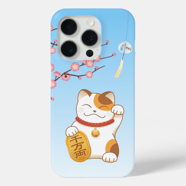 Funda De Case-Mate Para iPhone Gato afortunado japonés, Calico Maneki Neko (Reverso )