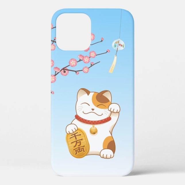 Funda De Case-Mate Para iPhone Gato afortunado japonés, Calico Maneki Neko (Reverso )