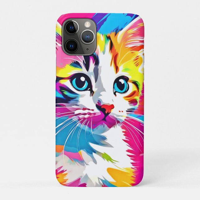 Funda De Case-Mate Para iPhone Gato arcoiris: retrato vivo (Reverso)