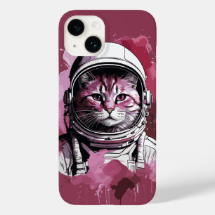 Funda Para iPhone 14 De Case-Mate Gato astronauta de acuarela roja