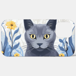 title_seo2 Gato Azul Ruso Flores Amarillas