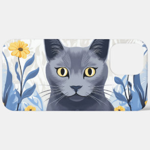 title_seo2 Gato Azul Ruso Flores Amarillas