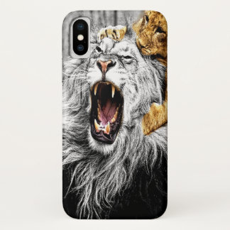 Funda Para iPhone X Gato bebé encima de la cabeza de los grandes leone