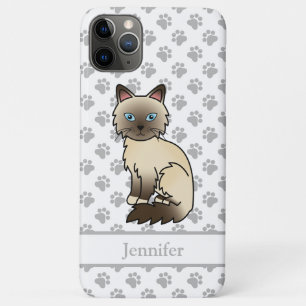 Funda Para iPhone 11 Pro Max Gato Birman / Ragdoll Cute Chocolate Point y nombr