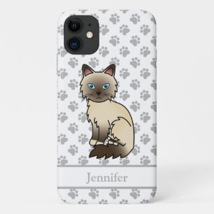 Funda Para iPhone 11 Gato Birman / Ragdoll de punta de chocolate y nomb