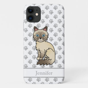 Funda Para iPhone 11 Gato Birmanio atigrado de punta de chocolate y nom
