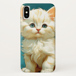 Funda Para iPhone X Gato blanco Alphonse Mucha Art Nouveau