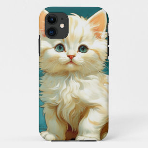 Funda Para iPhone 11 Gato blanco Alphonse Mucha Art Nouveau
