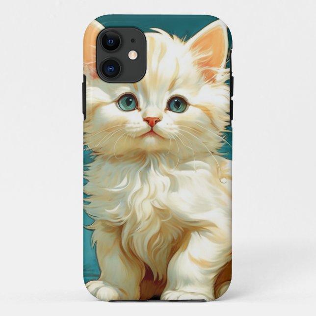 Funda De Case-Mate Para iPhone Gato blanco Alphonse Mucha Art Nouveau (Reverso)