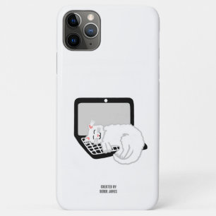 Funda Para iPhone 11 Pro Max Gato blanco durmiendo en un portátil iPhone 11 Pro