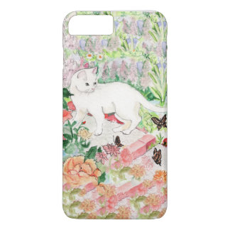 Funda Para iPhone 8 Plus/7 Plus Gato blanco en un estuche para iPhone de jardín