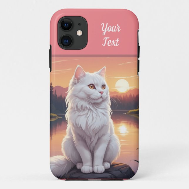 Funda De Case-Mate Para iPhone Gato blanco junto al lago (Reverso)