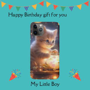 Funda Para iPhone 11 Pro Gato blanco lindo, barra brillante iluminada