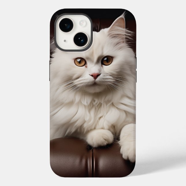 Funda De Case-Mate Para iPhone Gato blanco majestuoso (Reverso )