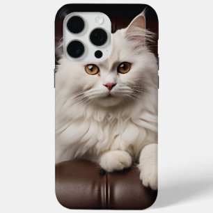 Funda Para iPhone 15 Pro Max Gato blanco majestuoso