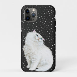 Funda Para iPhone 11 Pro Gato blanco persa en negro