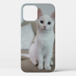 Funda Para iPhone 12 Pro gato blanco | Zazzle_Growshop.