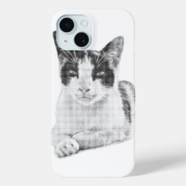 Funda De Case-Mate Para iPhone Gato Calico Cómic Halftone (Reverso )