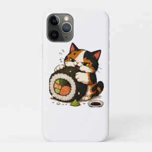Funda Para iPhone 11 Pro Gato Calico Gruñón Amante del Sushi
