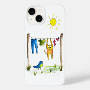 Funda Para iPhone 14 De Case-Mate Gato caprichoso en la línea de la ropa