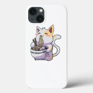 Funda Para iPhone 13 Gato comiendo Ramen